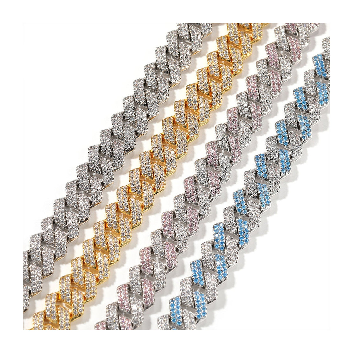 13mm Iced Geometric Cuban Bracelet