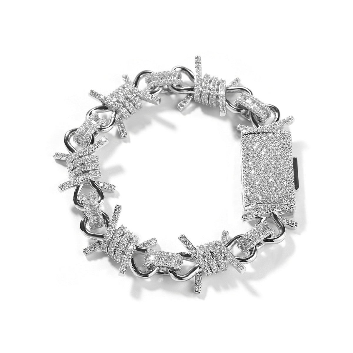 Iced Barbed Wire Chain Bracelet