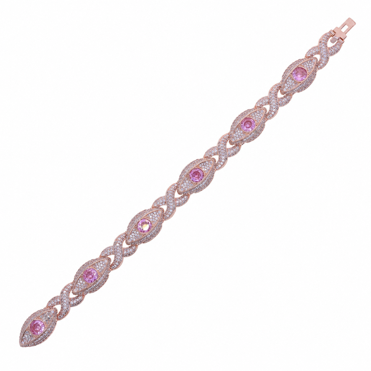Iced Evil Eye Infinity Bracelet - Rose Gold