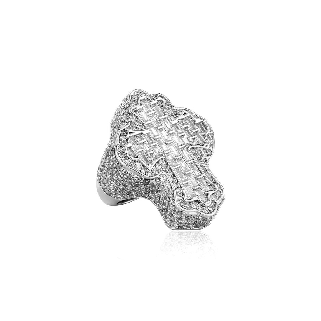 Vintage Iced Baguette Cross Ring