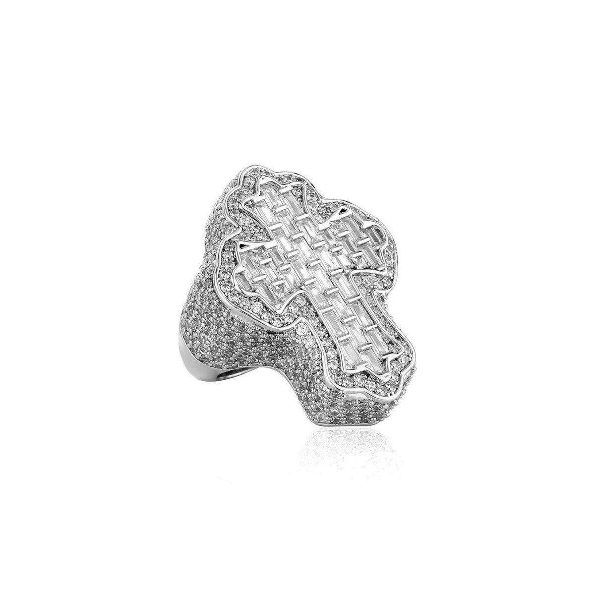 Vintage Iced Baguette Cross Ring
