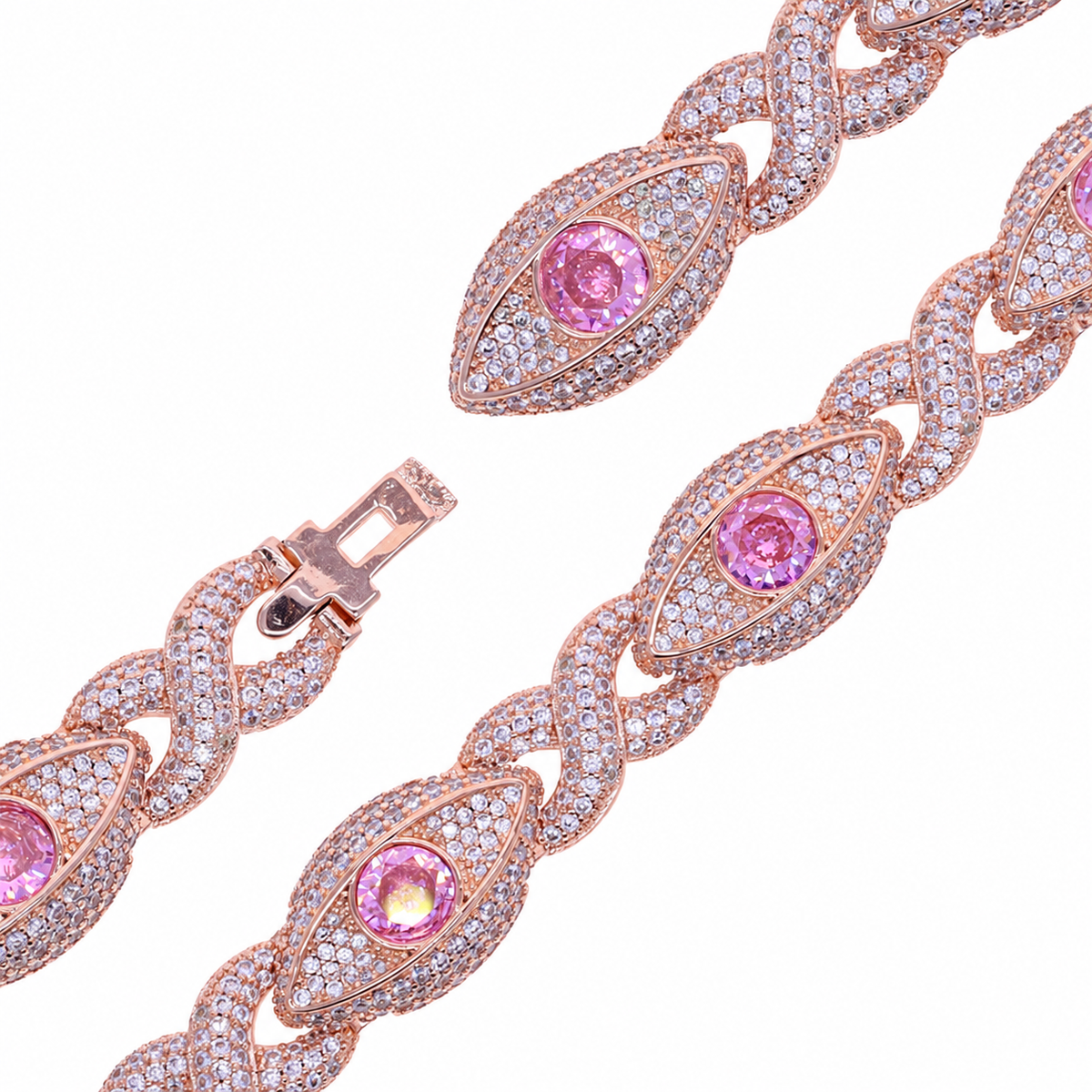Iced Evil Eye Infinity Bracelet - Rose Gold