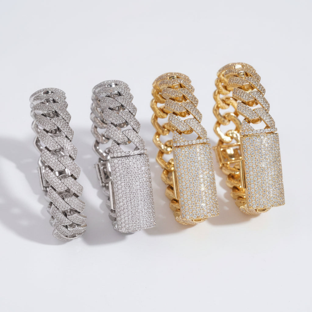 15/20mm Iced Cuban Bracelet - 4 Row CZ