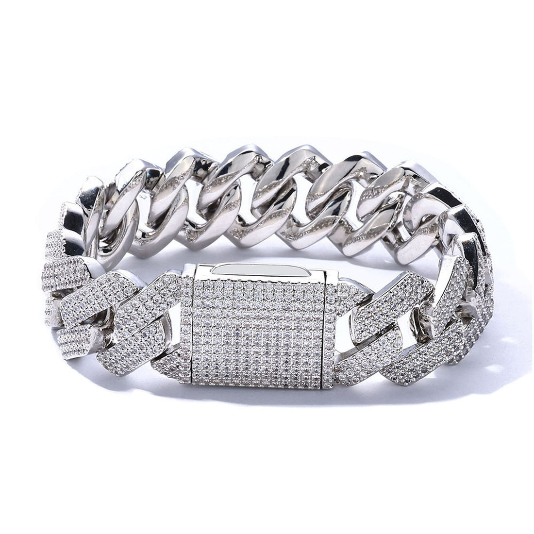 20mm Iced Cuban Link Bracelet – 3 Row CZ