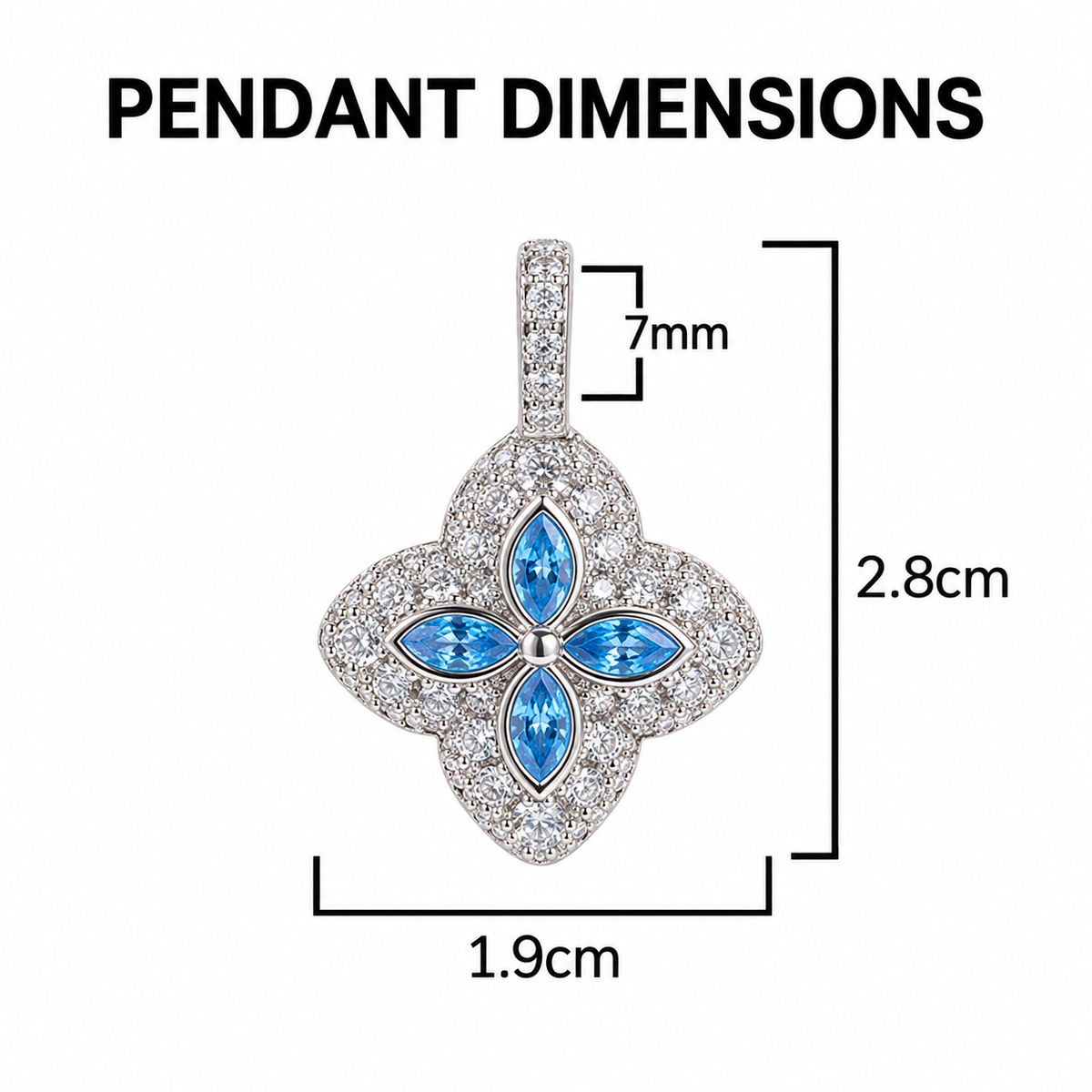Iced Multicolor Four-Leaf Clover Pendant