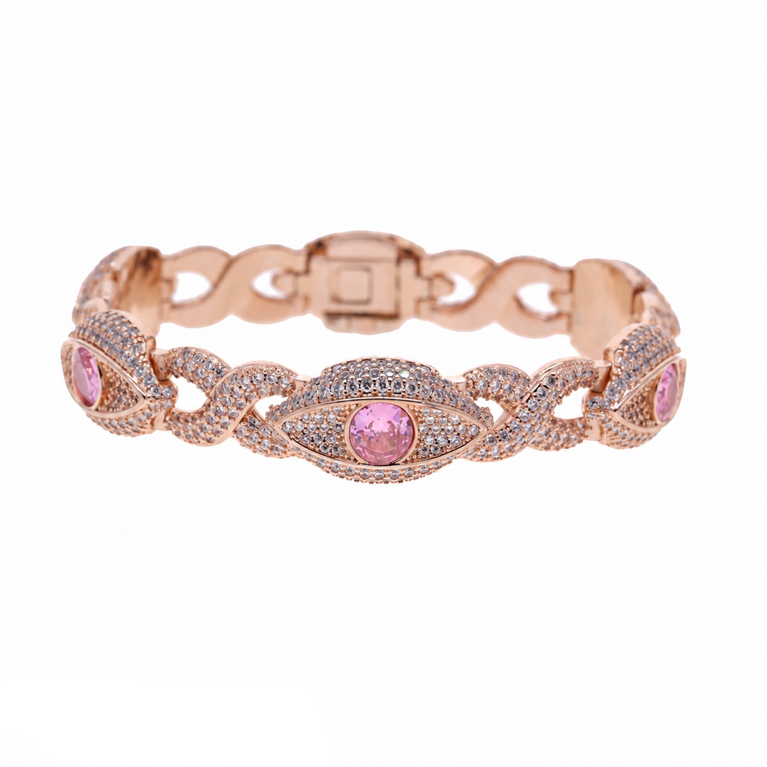 Iced Evil Eye Infinity Bracelet - Rose Gold