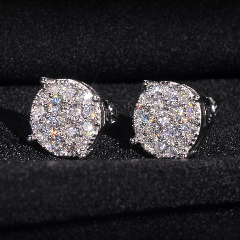 9.8mm Ice Crystal Moissanite Stud Earrings