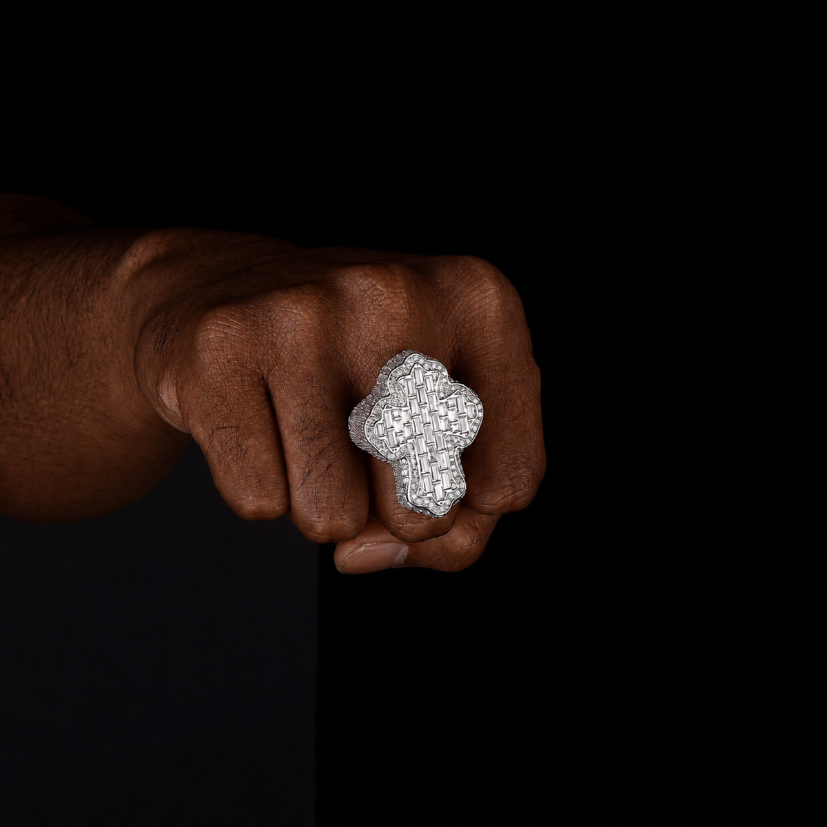 Vintage Iced Baguette Cross Ring