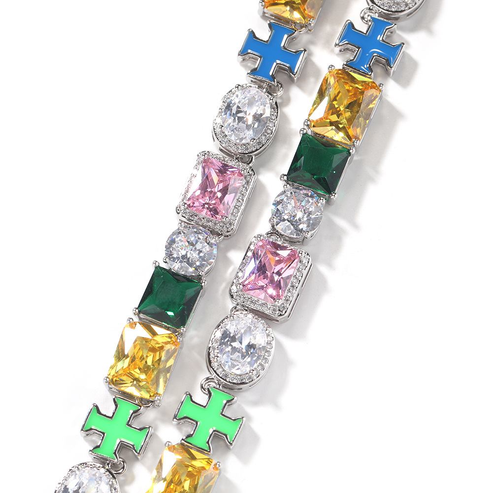 10mm Multicolor CZ Cross Link Bracelet