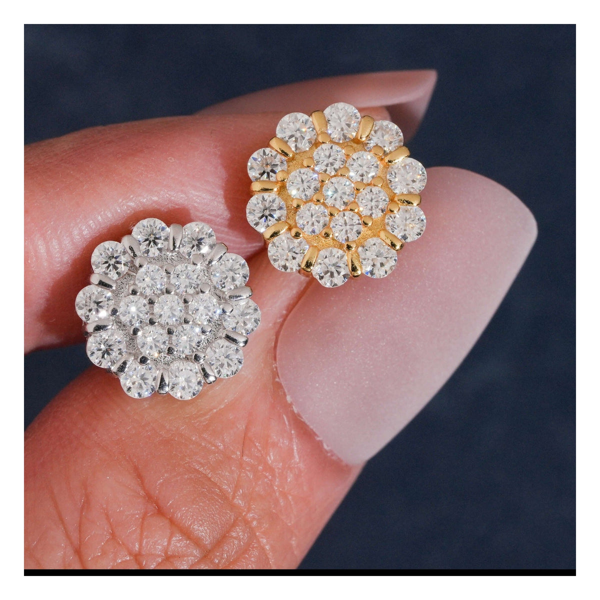 11mm Flower Moissanite Screw Back Stud Earrings