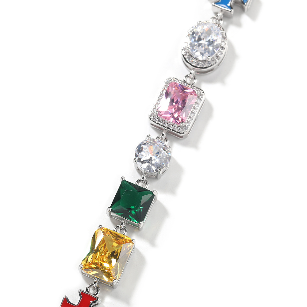 10mm Multicolor CZ Cross Link Bracelet