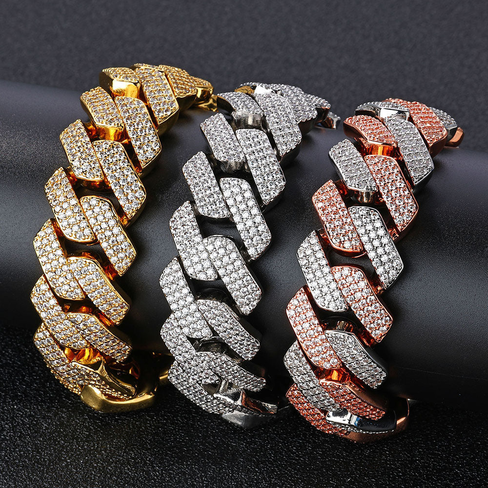 20mm Iced Cuban Link Bracelet – 3 Row CZ