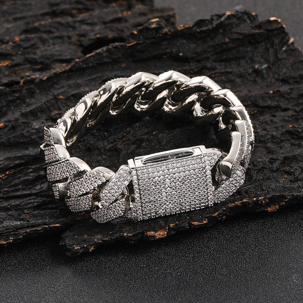 20mm Iced Cuban Link Bracelet – 3 Row CZ