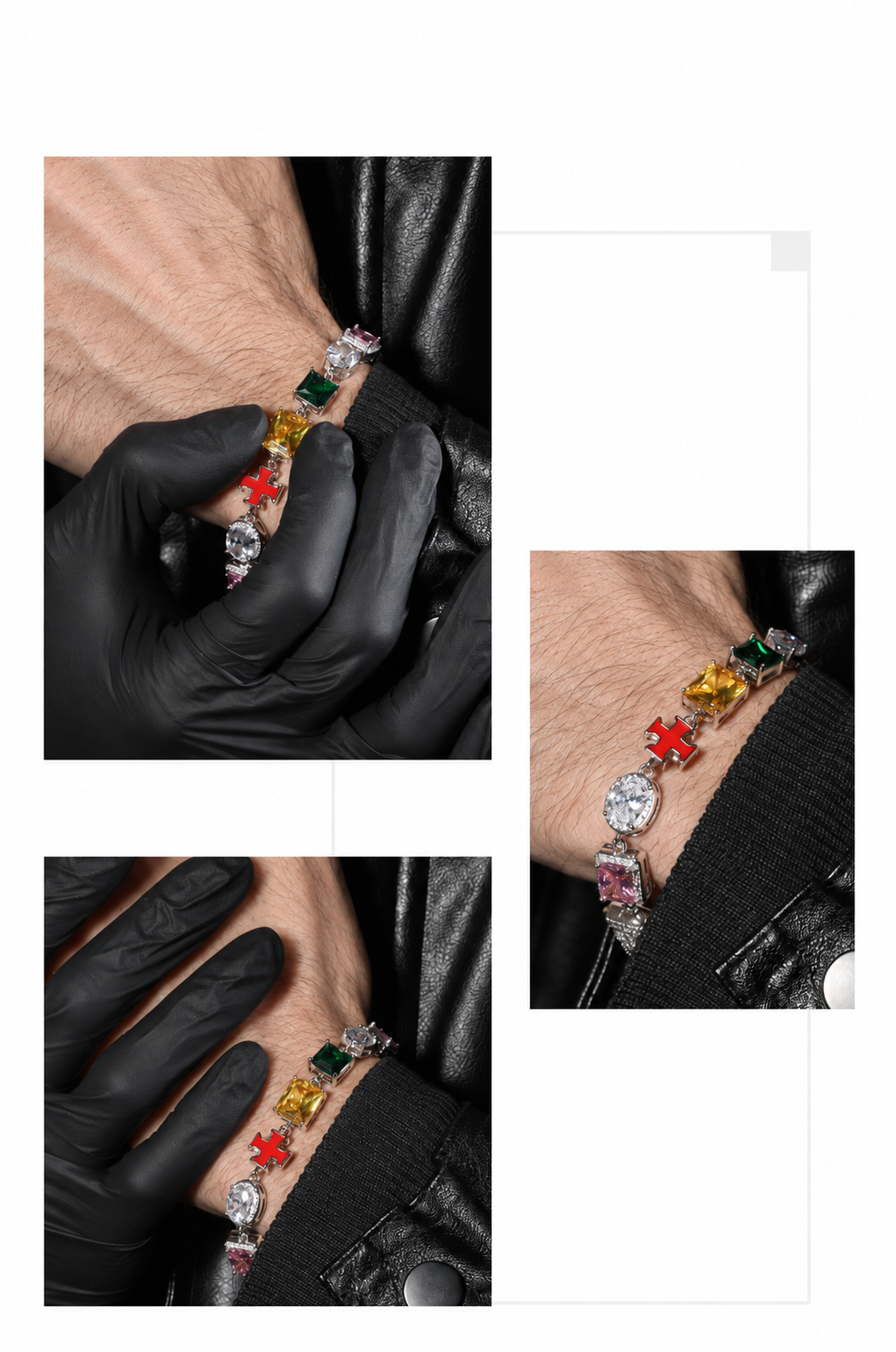 10mm Multicolor CZ Cross Link Bracelet