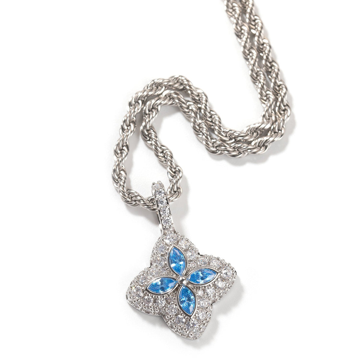 Iced Multicolor Four-Leaf Clover Pendant