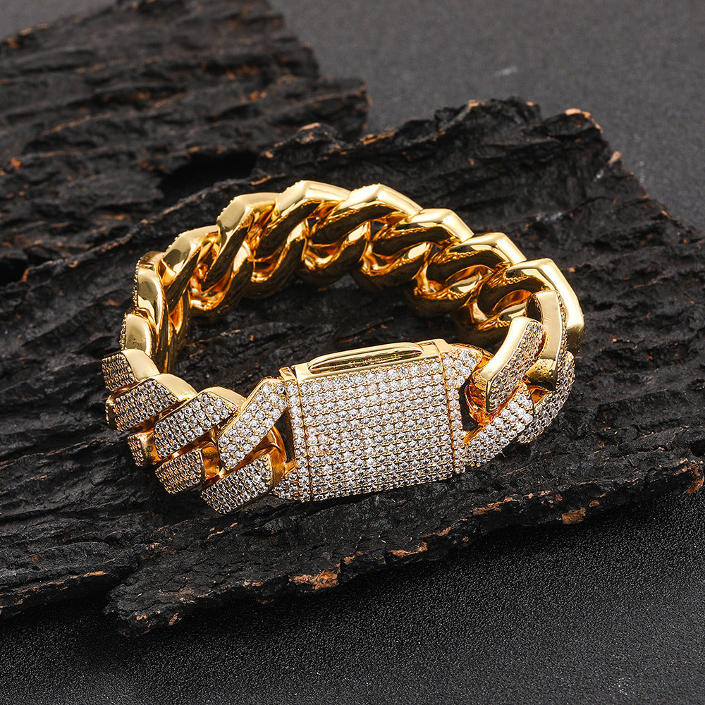 20mm Iced Cuban Link Bracelet – 3 Row CZ