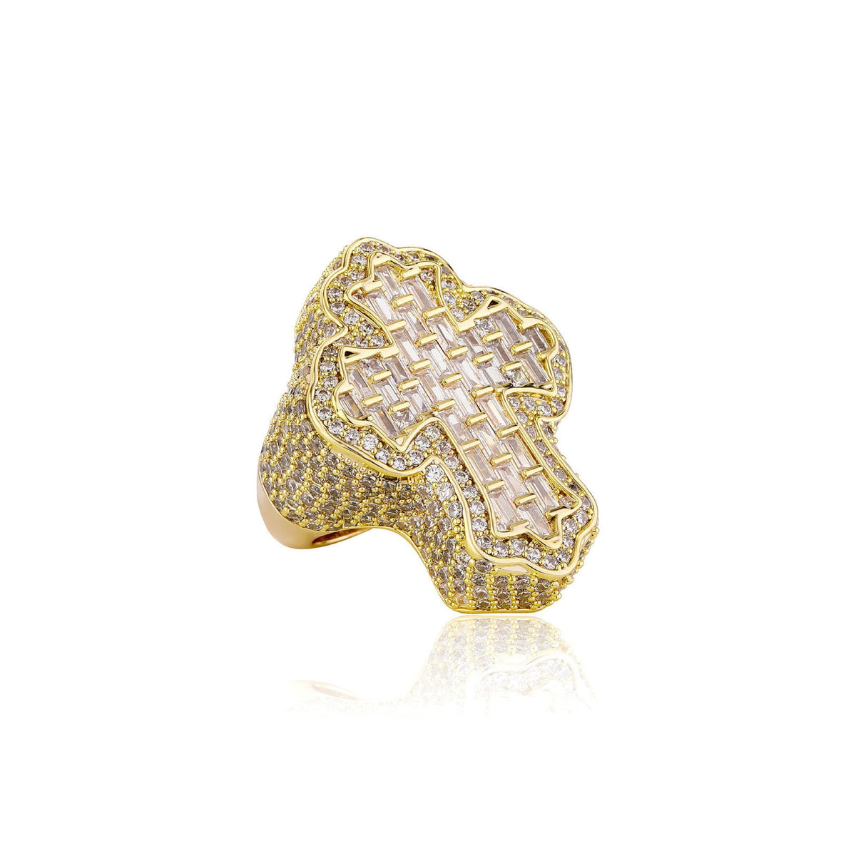 Vintage Iced Baguette Cross Ring