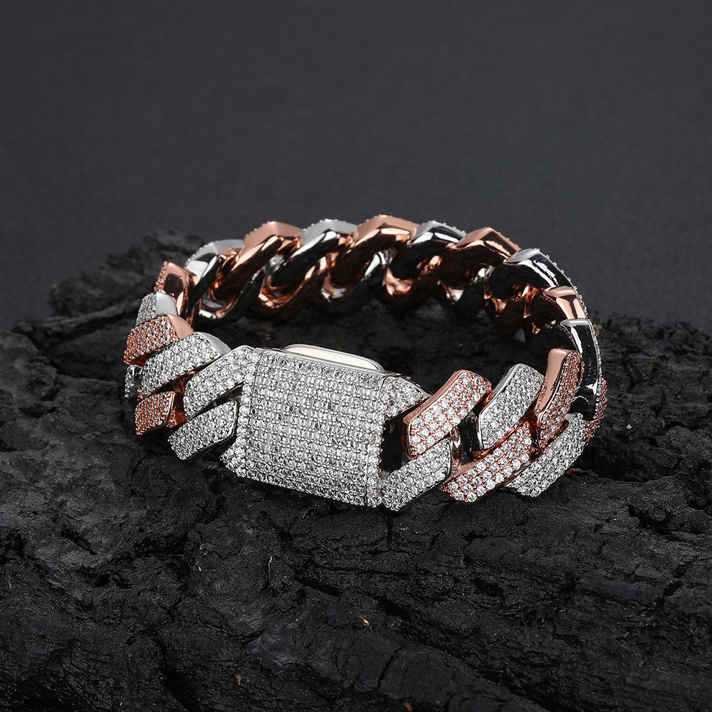20mm Iced Cuban Link Bracelet – 3 Row CZ