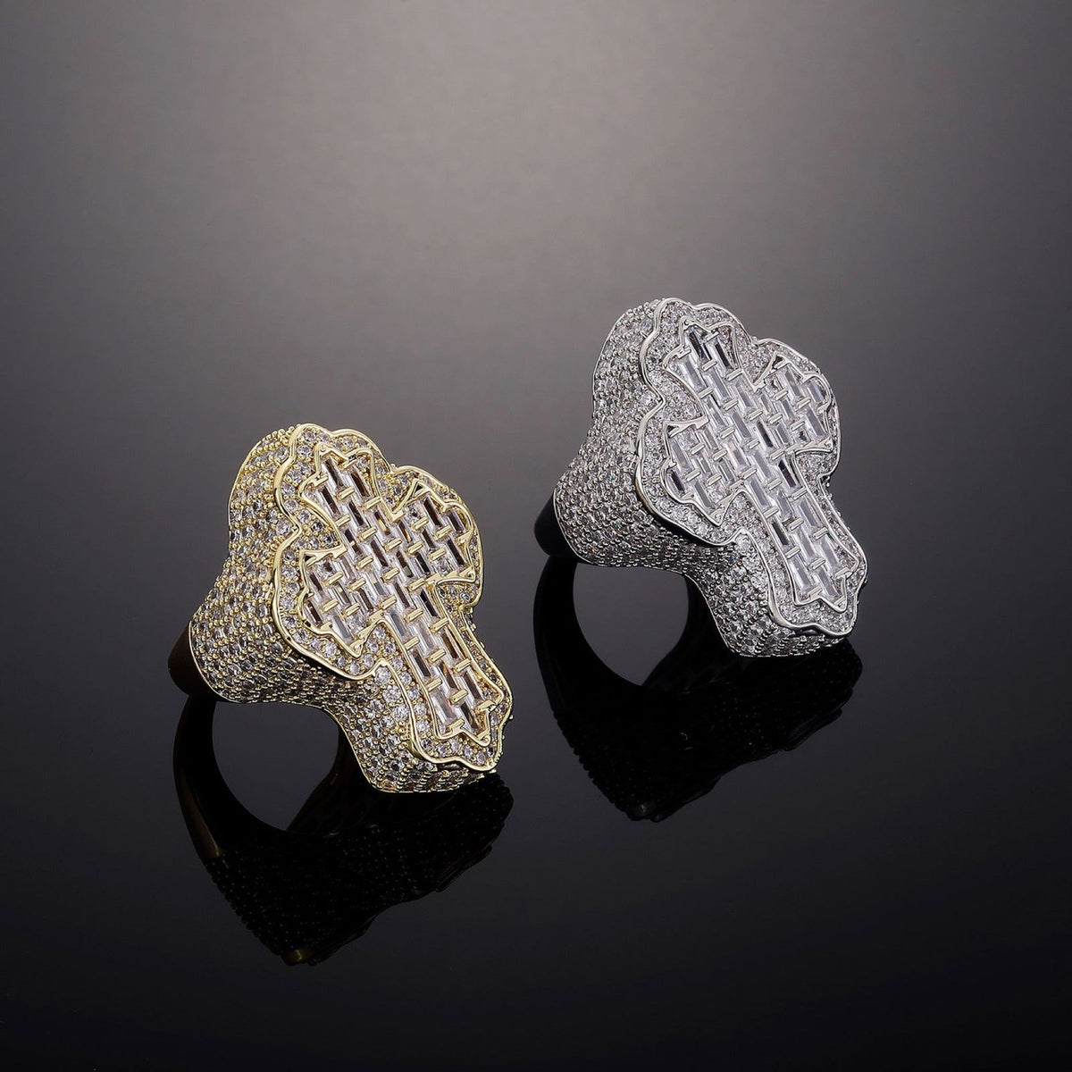 Vintage Iced Baguette Cross Ring