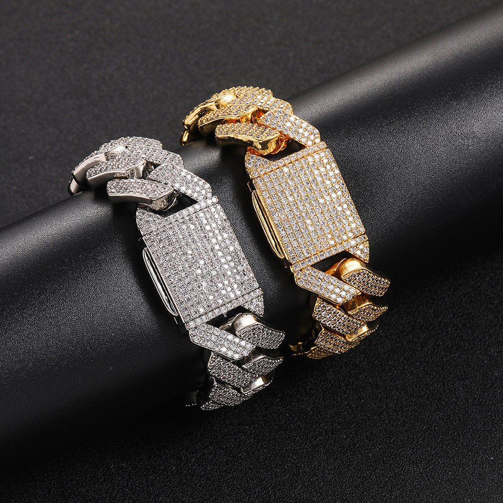 20mm Iced Cuban Link Bracelet – 3 Row CZ