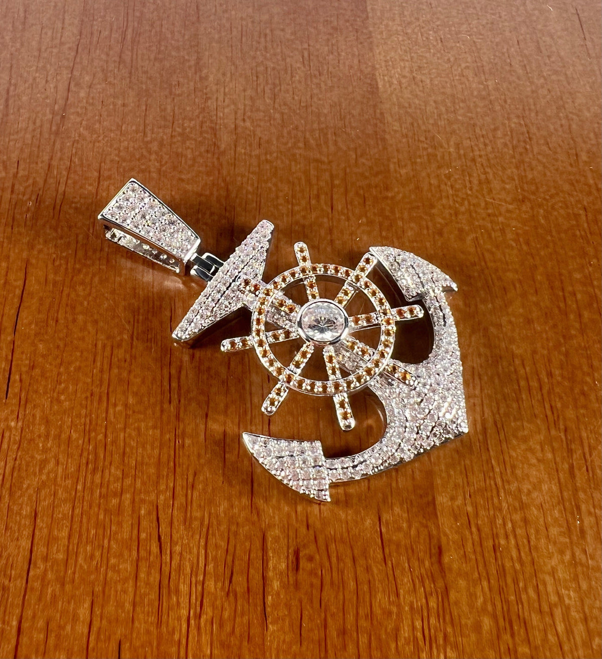 Iced Out Anchor Pendant