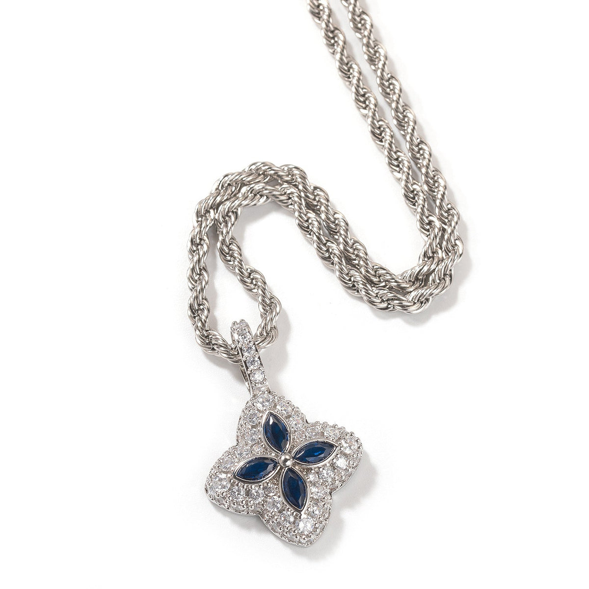 Iced Multicolor Four-Leaf Clover Pendant