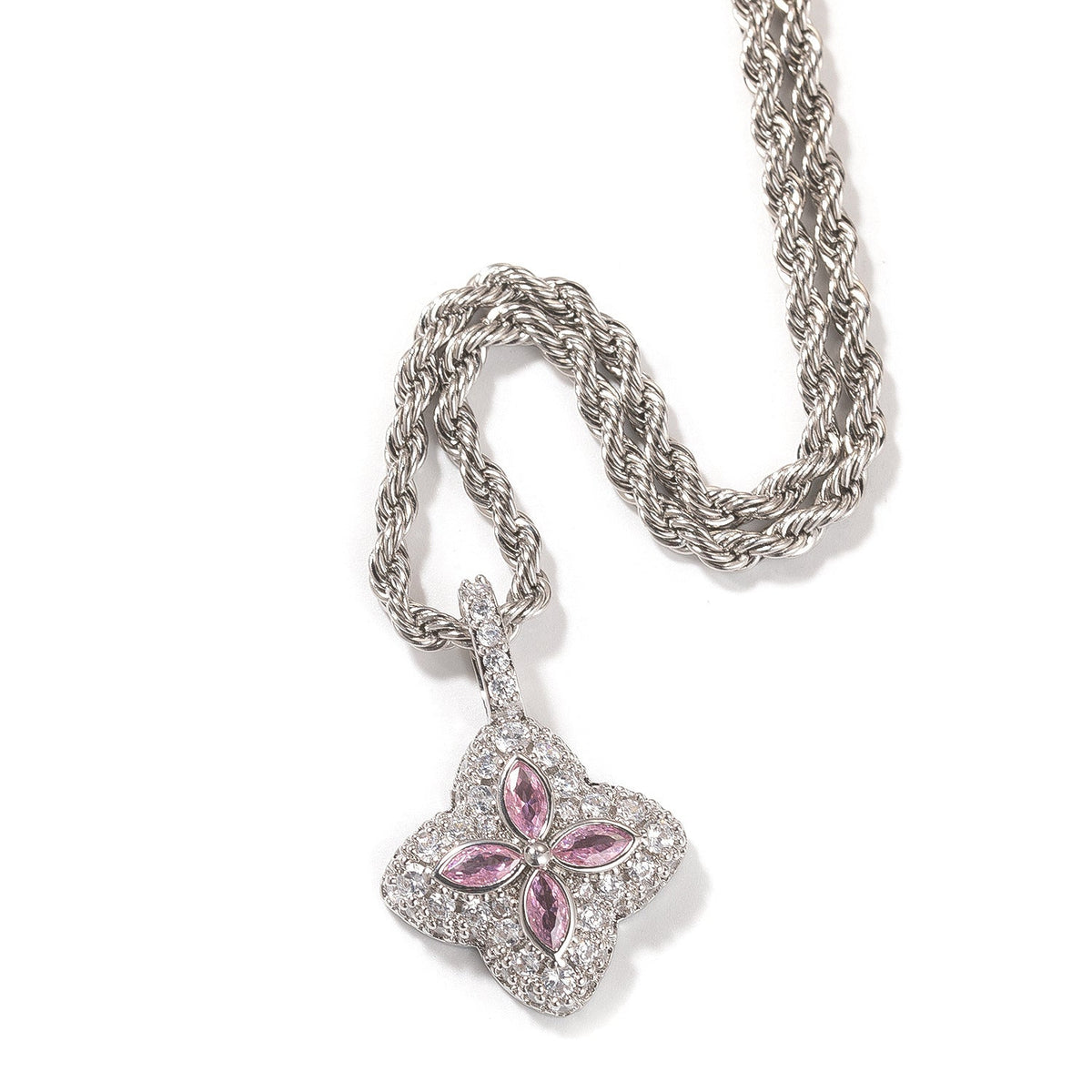 Iced Multicolor Four-Leaf Clover Pendant