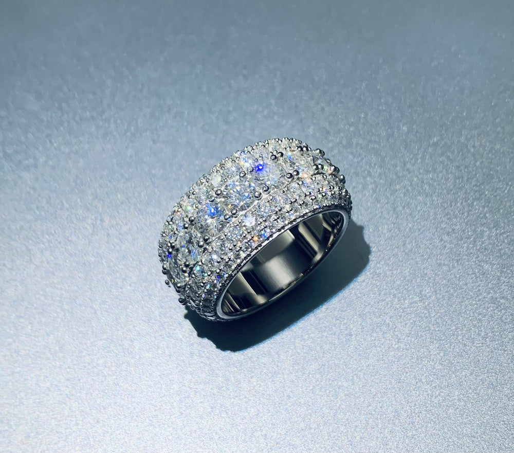 13mm Moissanite Iced Out Ring – 925 Sterling Silver VVS1 D Color Band Ring