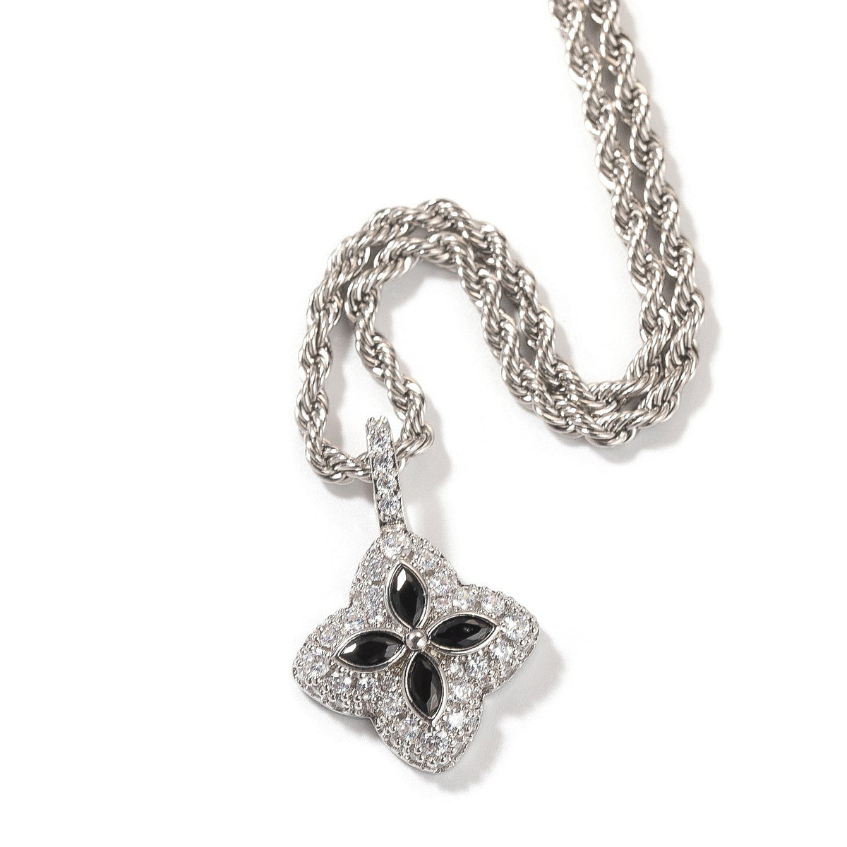 Iced Multicolor Four-Leaf Clover Pendant