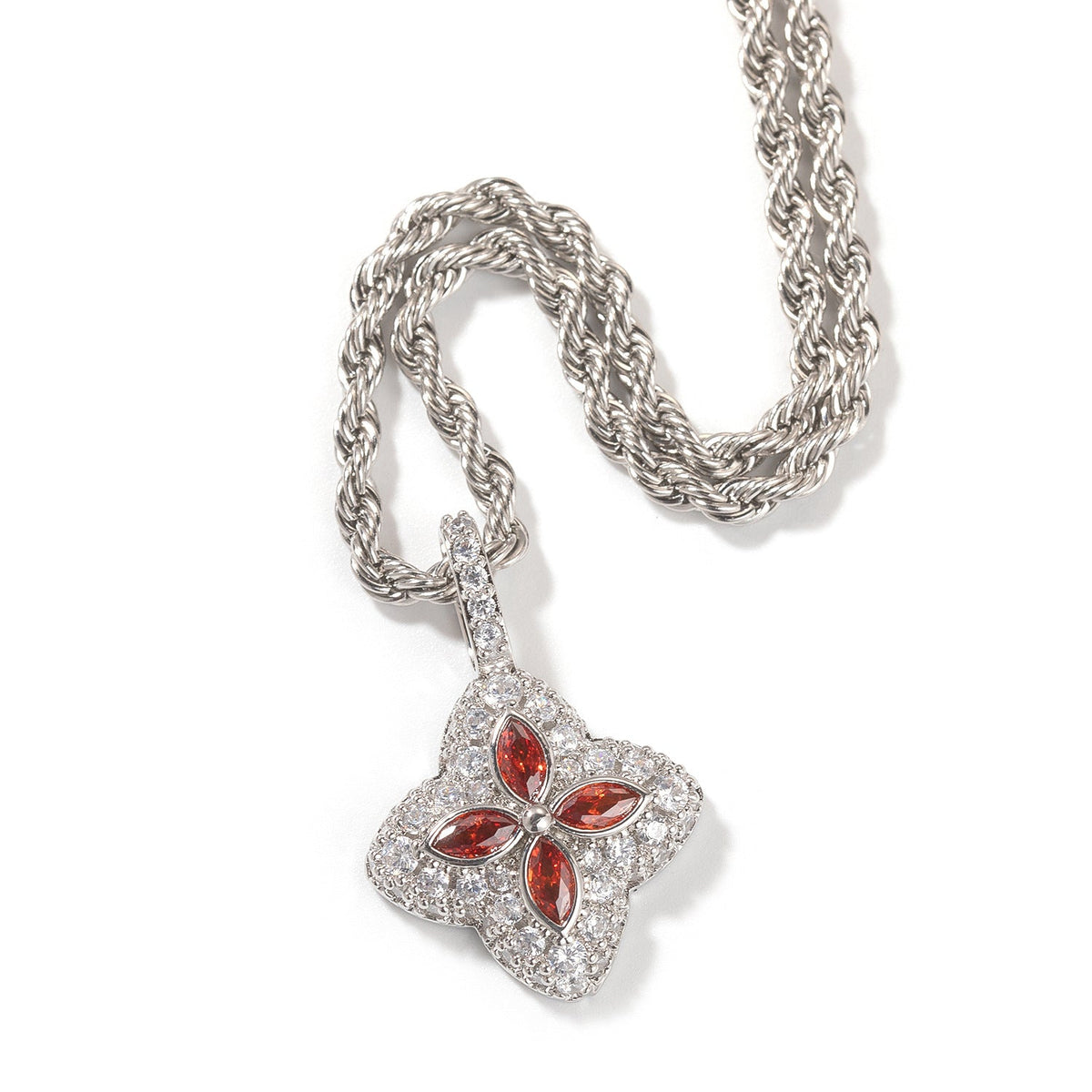 Iced Multicolor Four-Leaf Clover Pendant