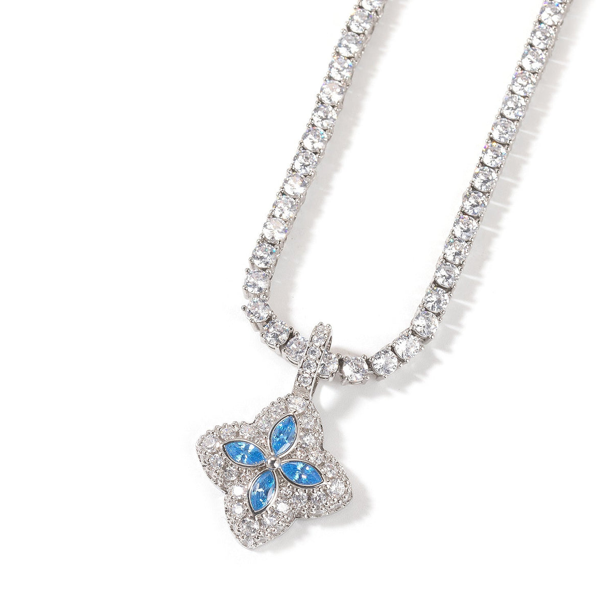 Iced Multicolor Four-Leaf Clover Pendant