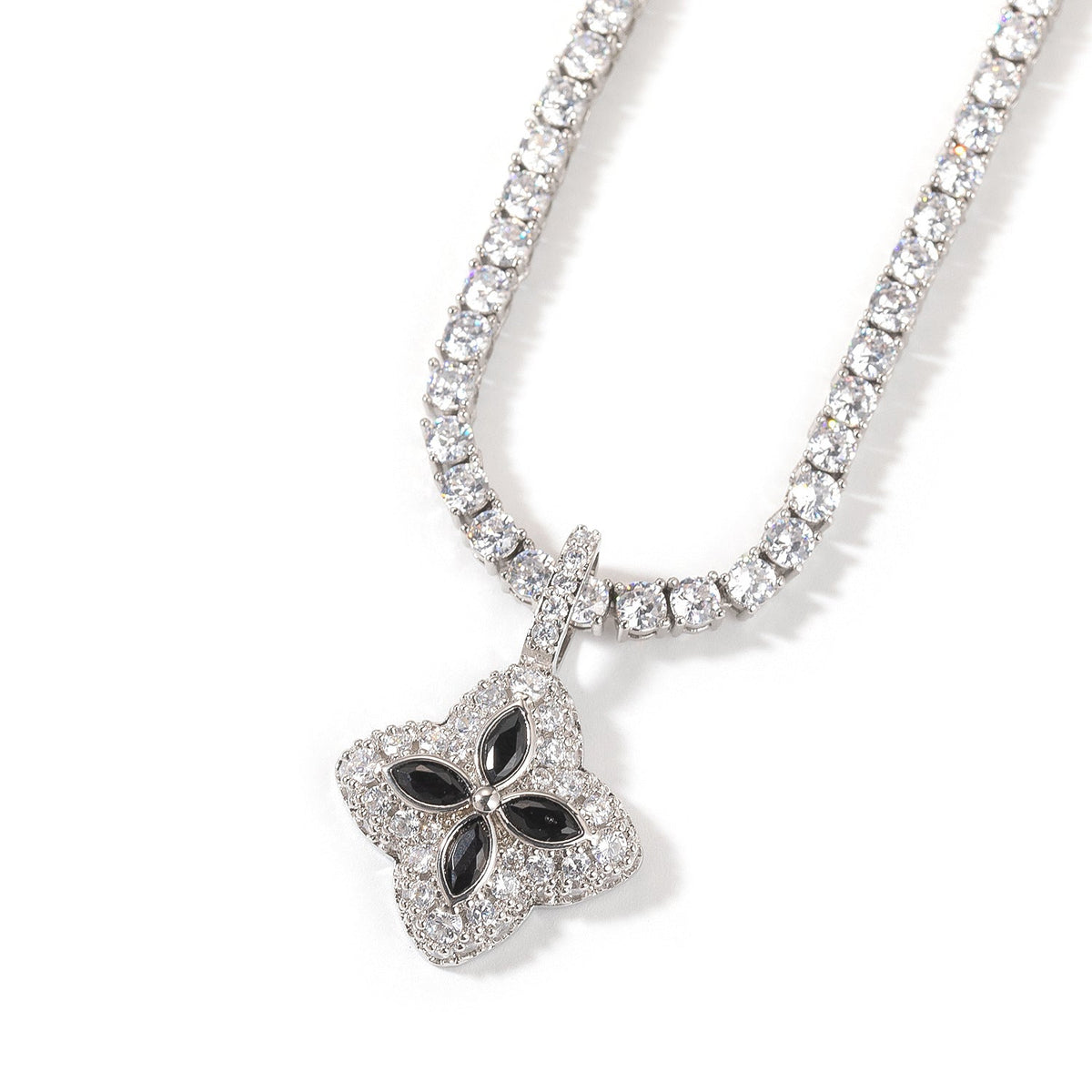 Iced Multicolor Four-Leaf Clover Pendant