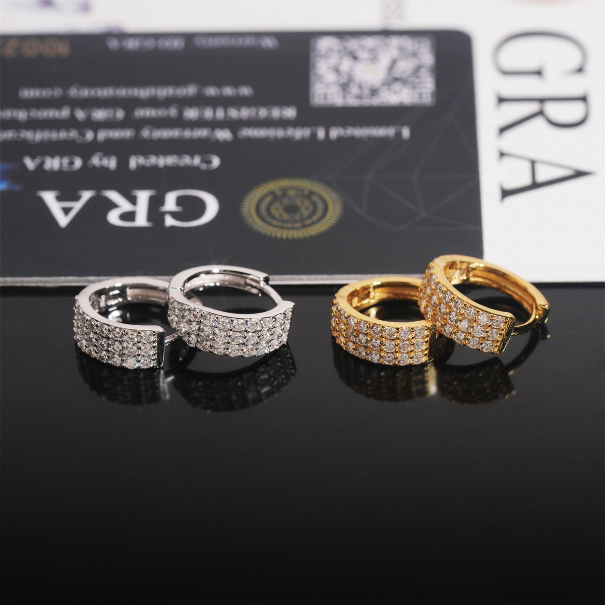 Pavé Moissanite Hoop Earrings - 925 Sterling Silver