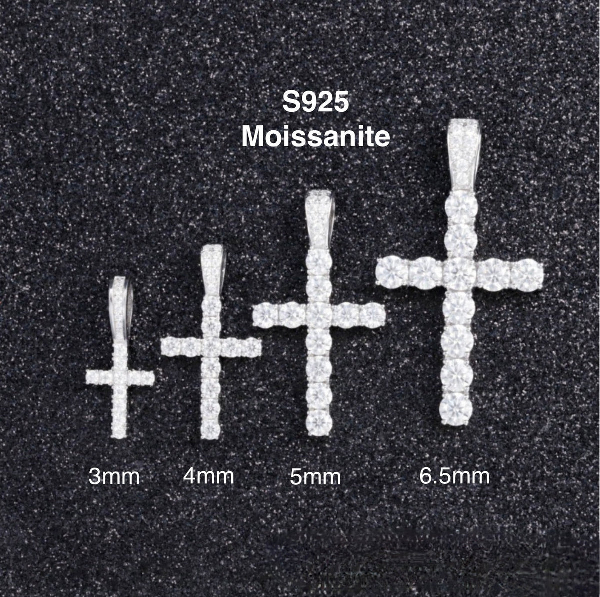 Men's Moissanite Cross Pendant – 925 Sterling Silver