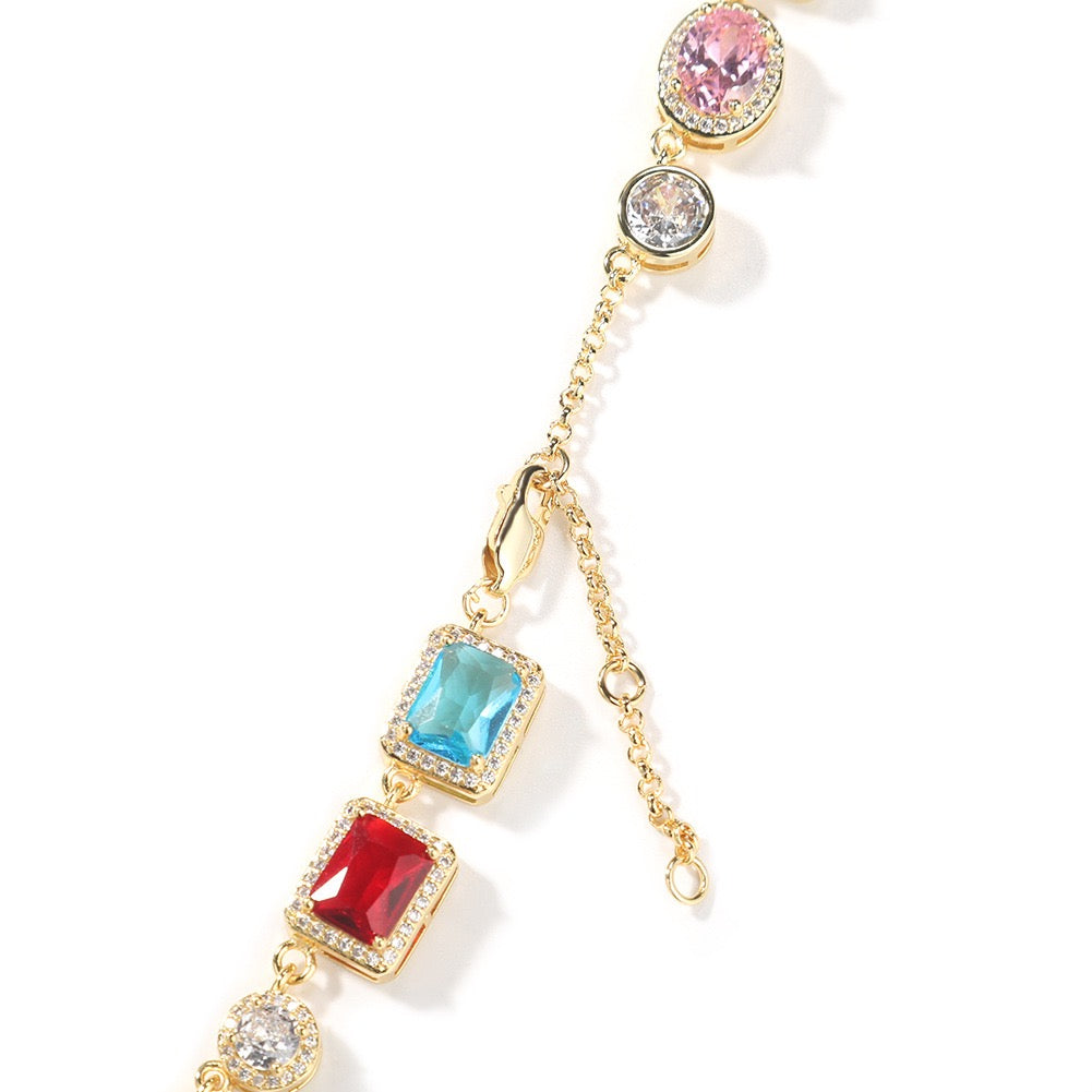 Iced Out Color Gemstone Bracelet