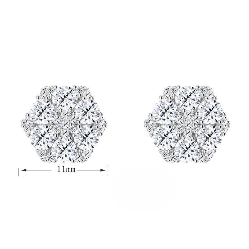 Moissanite Flower Stud Earrings S925 Sterling Silver - Screw Back