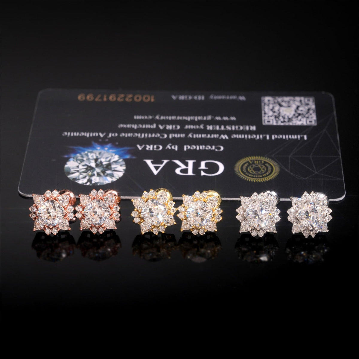 Moissanite Center Stone Flower Stud Earrings Screw Back - 925 Sterling Silver