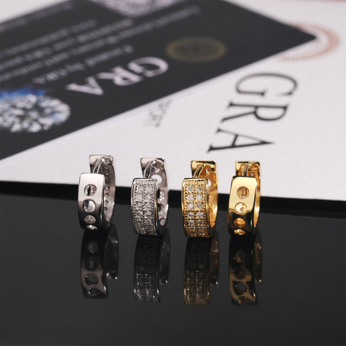 Iced Moissanite Huggie Hoop Earrings 2 Row - 925 Sterling Silver
