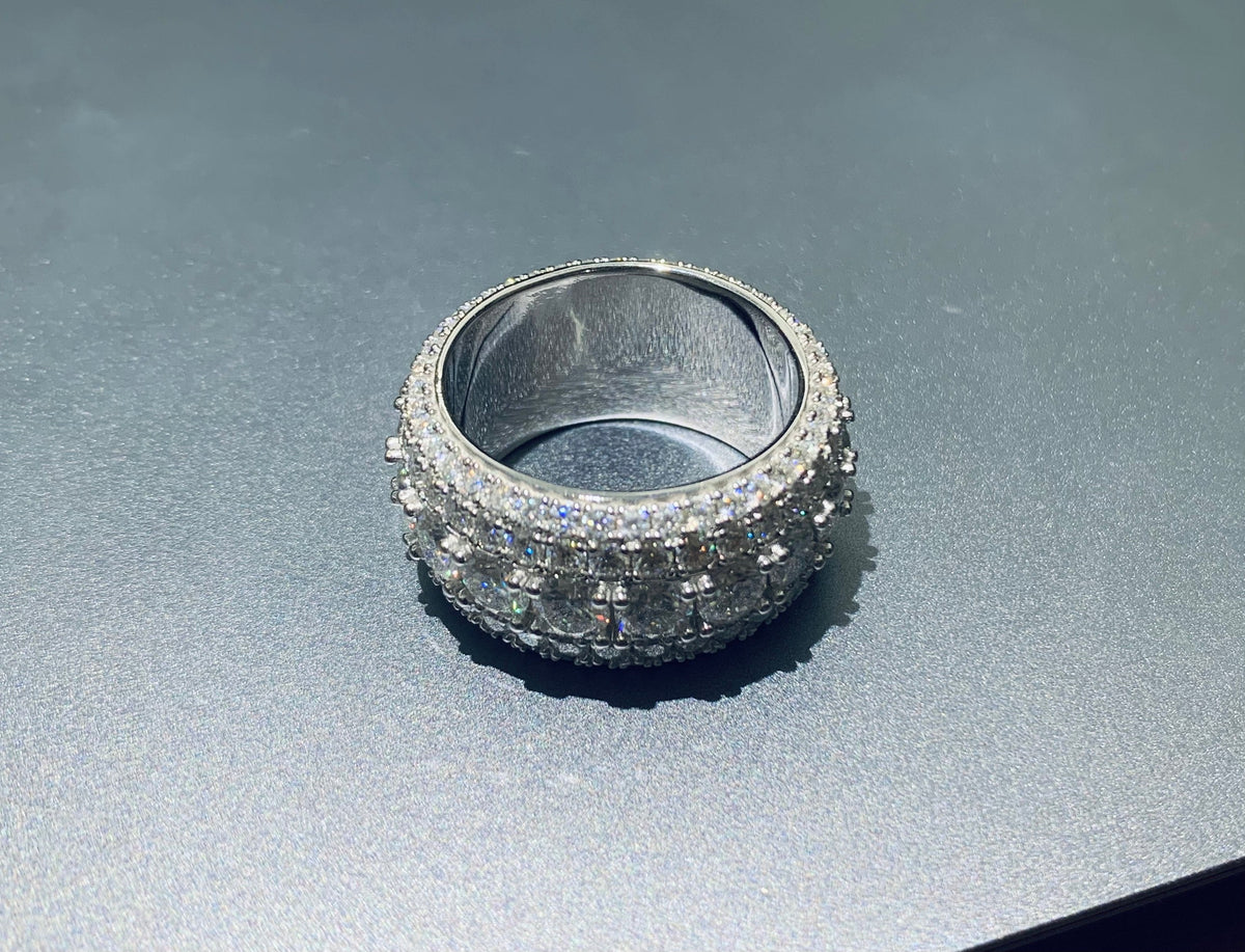 13mm Moissanite Iced Out Ring – 925 Sterling Silver VVS1 D Color Band Ring