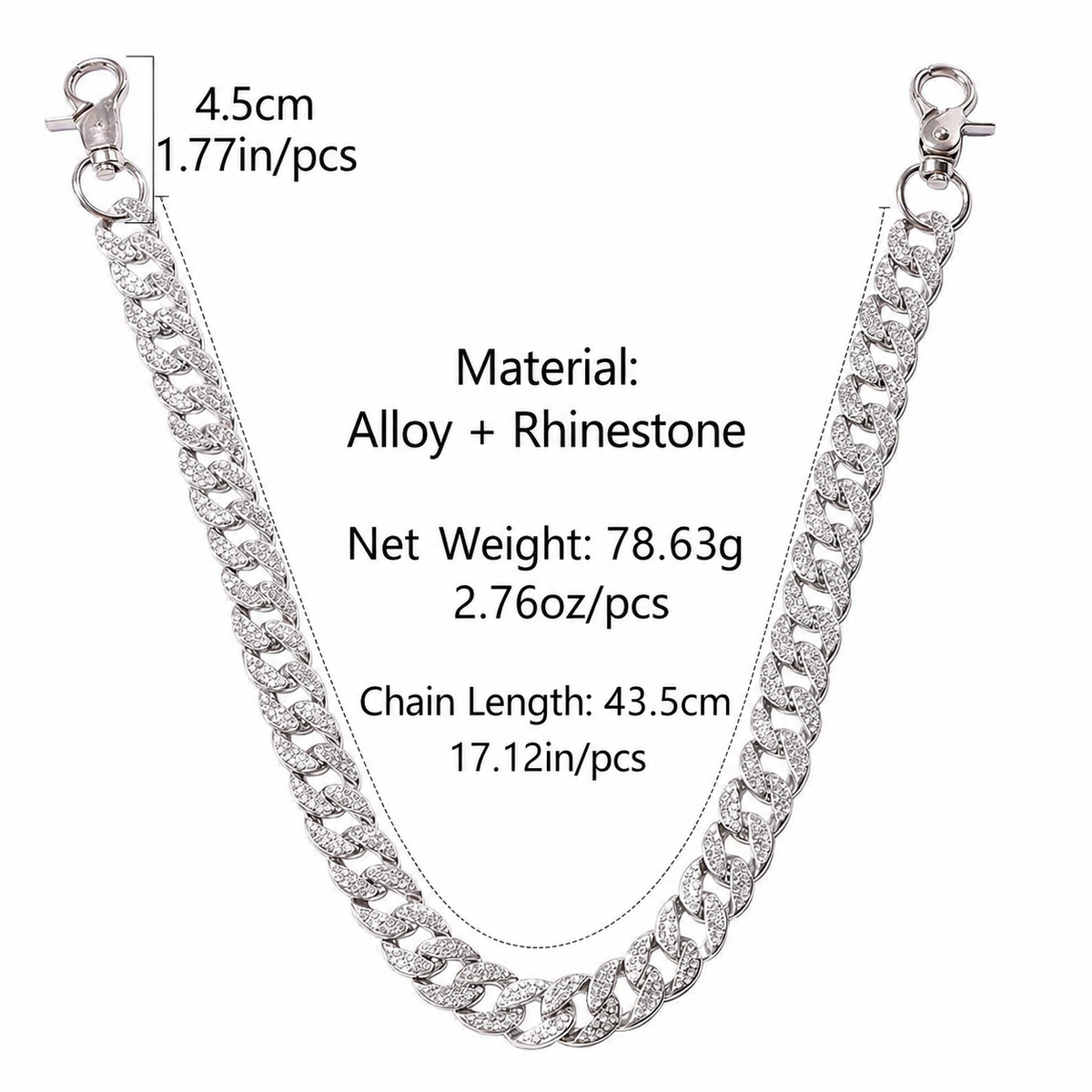 Rhinestone Cuban Pants Chain