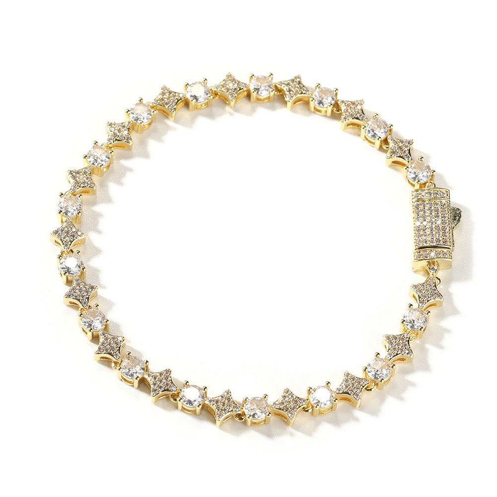 6mm Iced Out Star Tennis Chain Bracelet