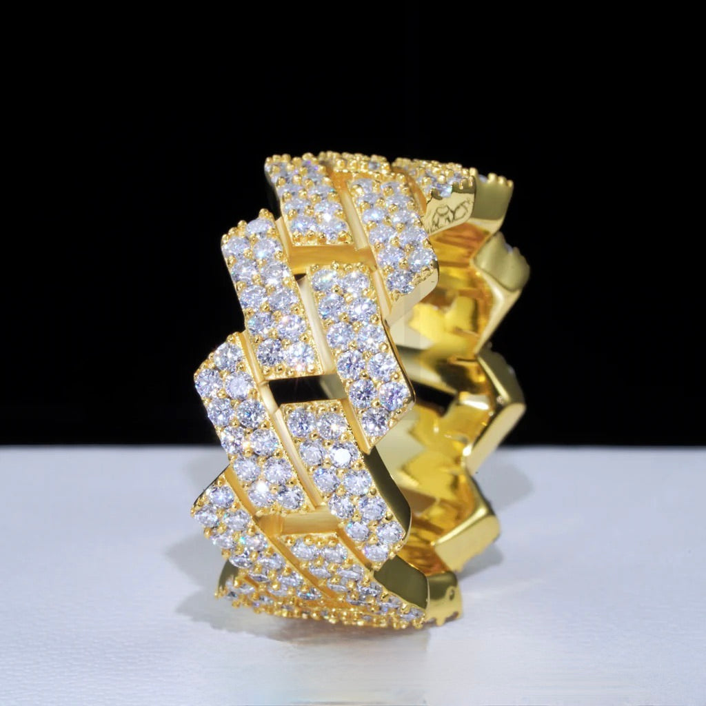10mm Iced Out Cuban Link Ring – Hip Hop Statement Ring
