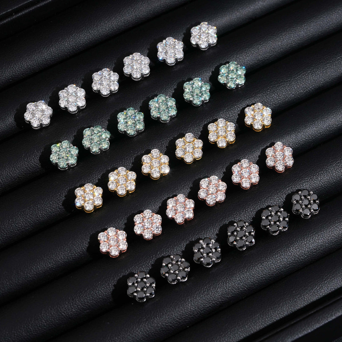 9mm Moissanite 925 Sterling Silver Flower Stud Earrings -Screw Back