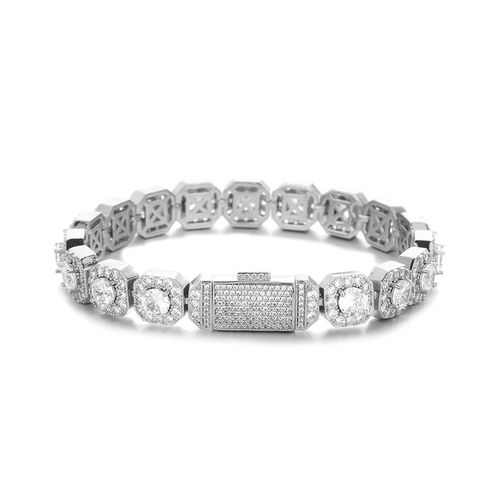 10/12mm Iced Out Halo Tennis Bracelet