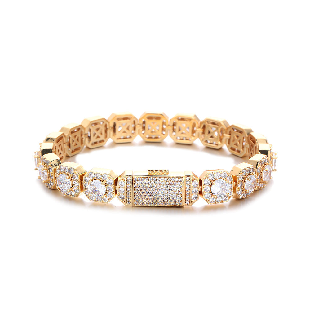 10/12mm Iced Out Halo Tennis Bracelet