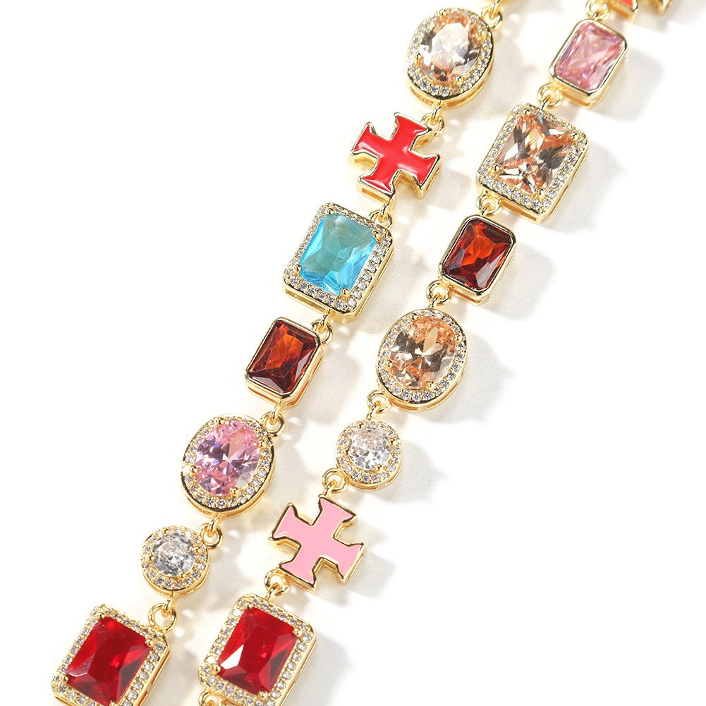 Iced Out Color Gemstone Bracelet
