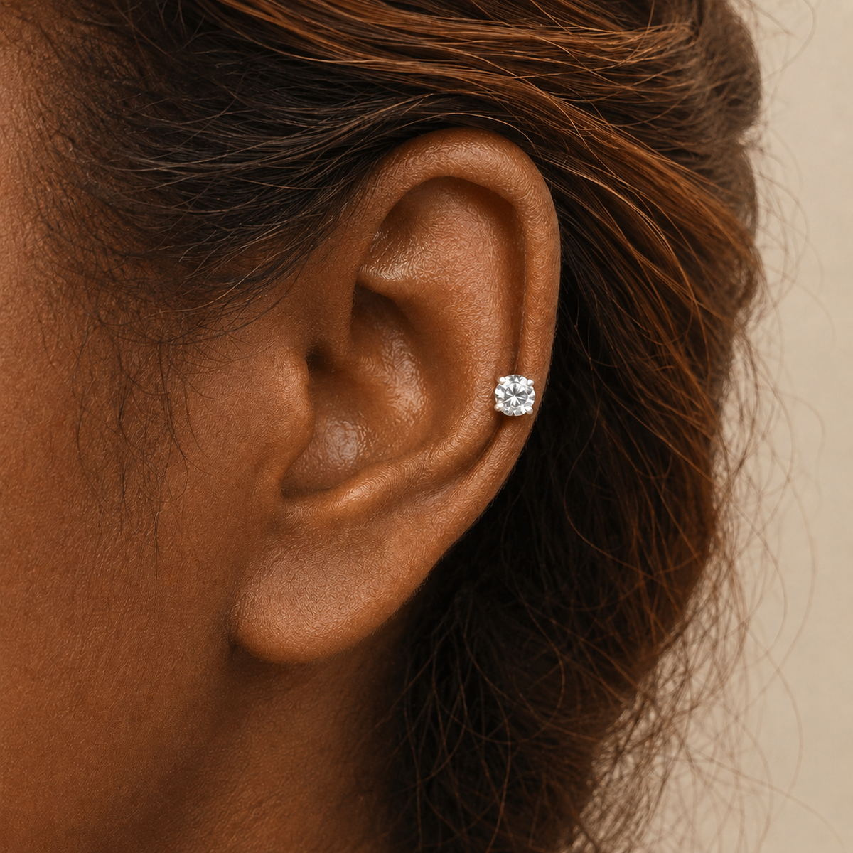 5mm Round Cut VVS Moissanite Stud Earrings – 925 Sterling Silver