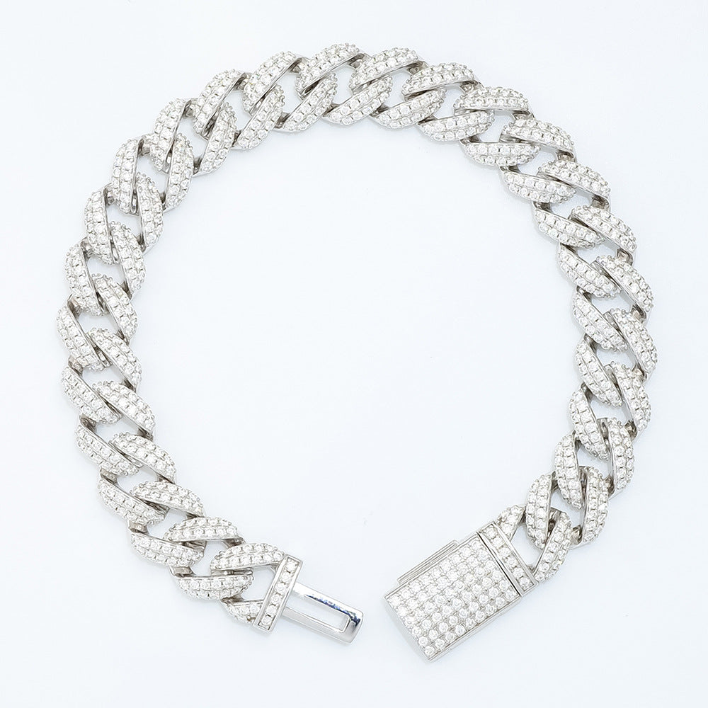 6/10mm VVS Moissanite Cuban Bracelet – 925 Sterling Silver
