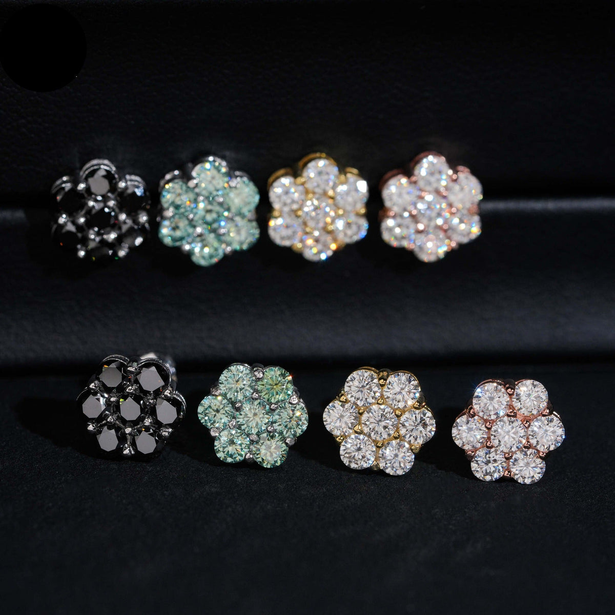 9mm Moissanite 925 Sterling Silver Flower Stud Earrings -Screw Back