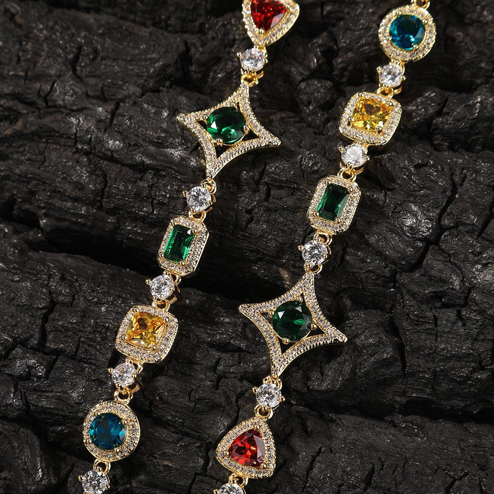 Iced Geometric Color Stone Bracelet